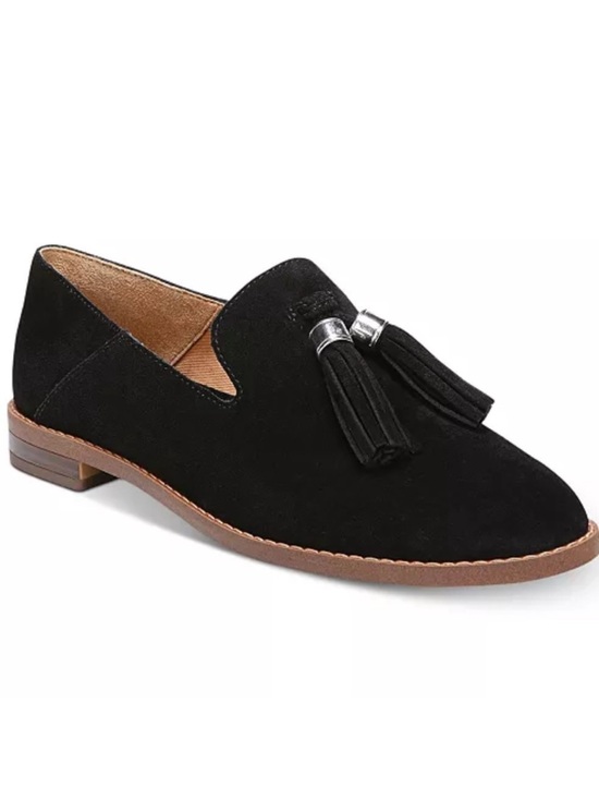 Franco Sarto Shoes - Franco Sarto black Suede Loafers with tassels